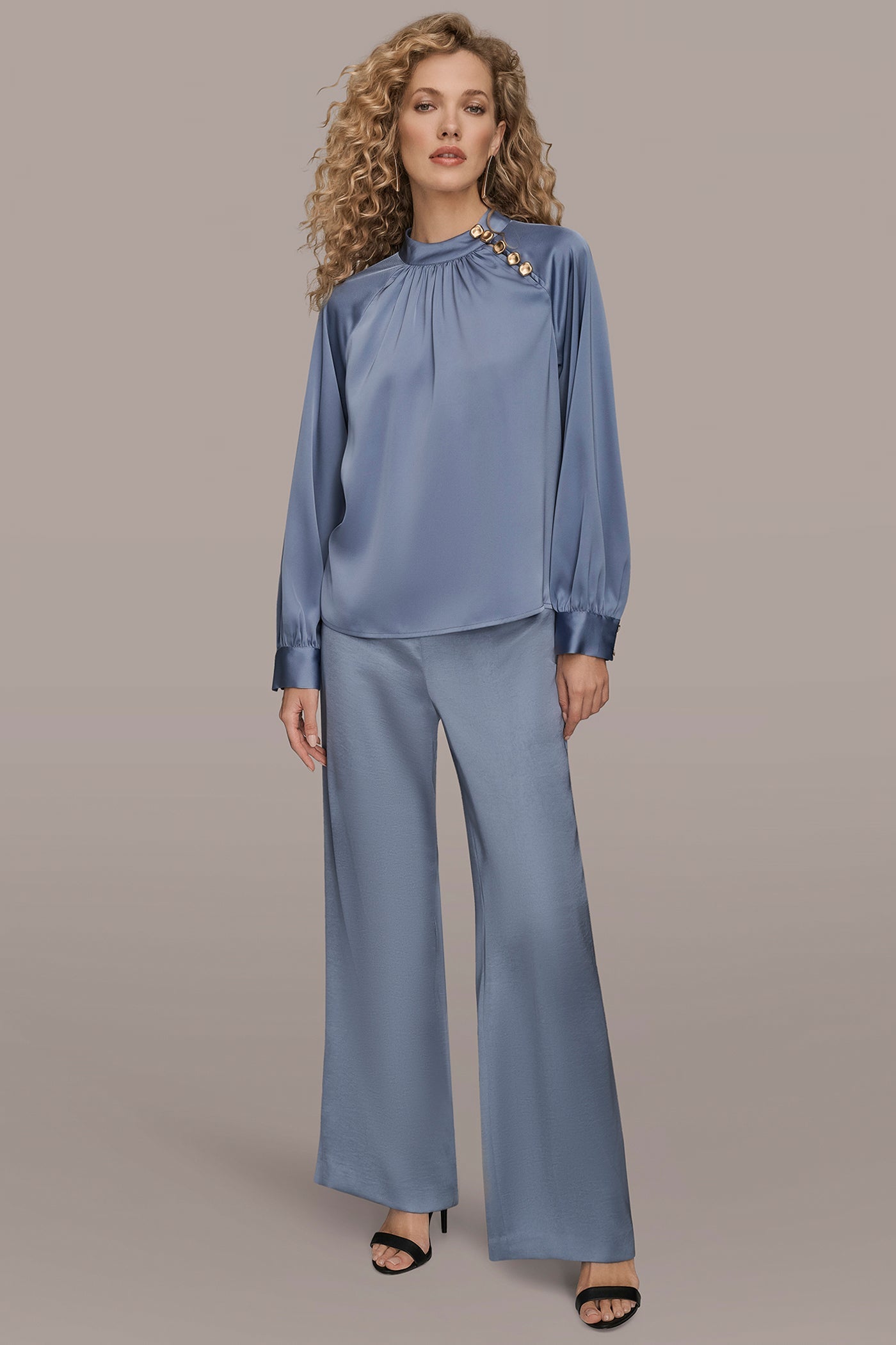 Donna Karan | BUTTON-NECK BLOUSE