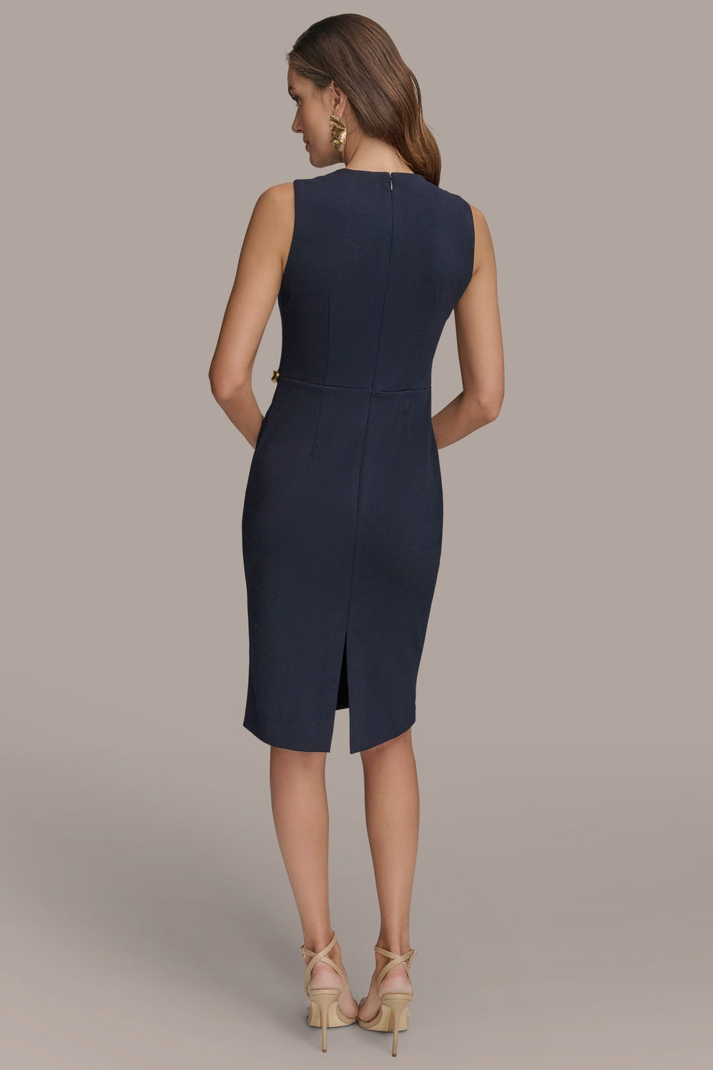 Donna Karan | SLEEVELESS PLEATED MIDI SHEATH DRESS