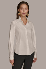 Donna Karan | BUTTON UP WITH CUFF HARDWARE TOP