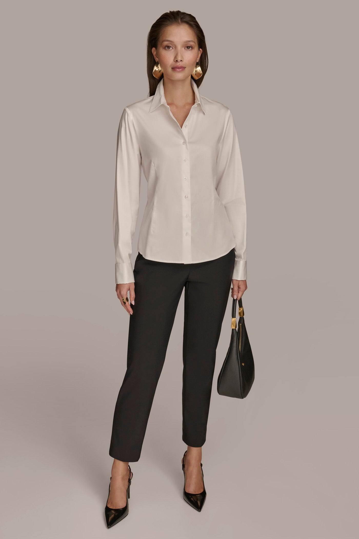 Donna Karan | BUTTON UP WITH CUFF HARDWARE TOP