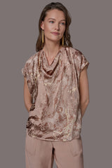 Donna Karan | METALLIC BURNOUT BLOUSE