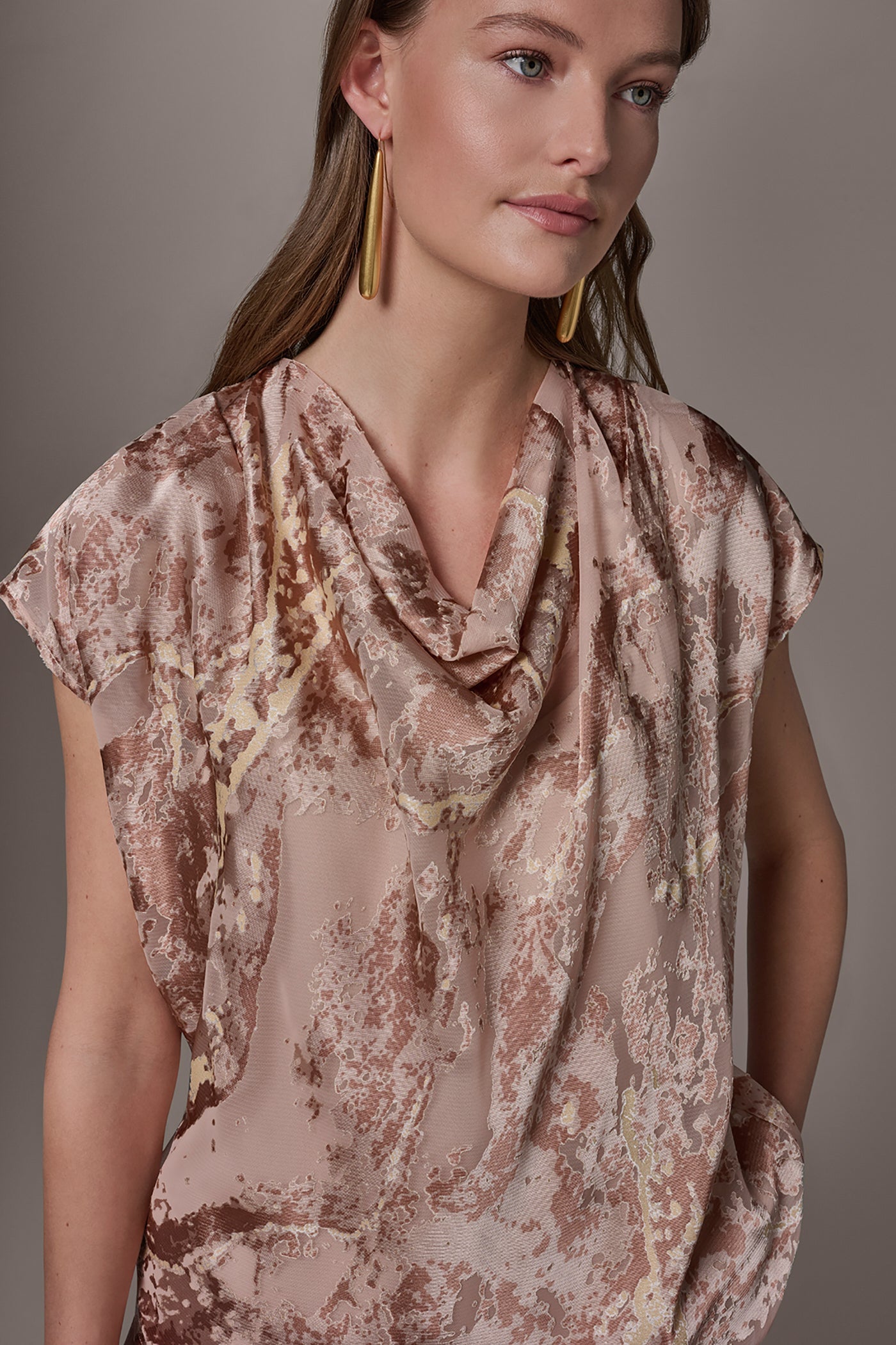 Donna Karan | METALLIC BURNOUT BLOUSE