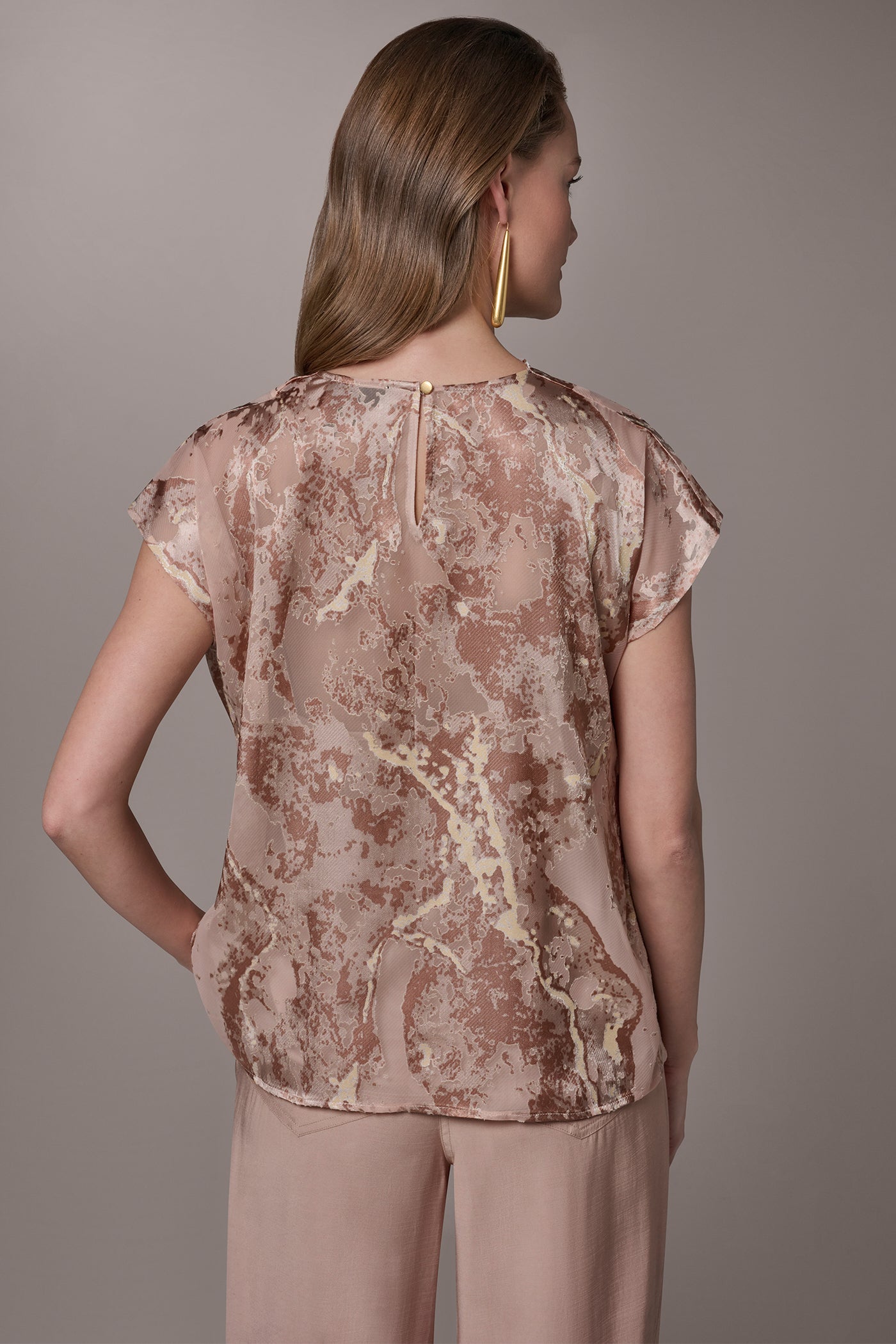 Donna Karan | METALLIC BURNOUT BLOUSE
