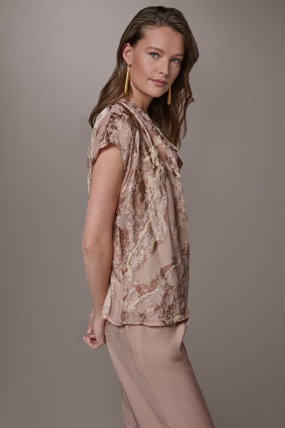 Donna Karan | METALLIC BURNOUT BLOUSE