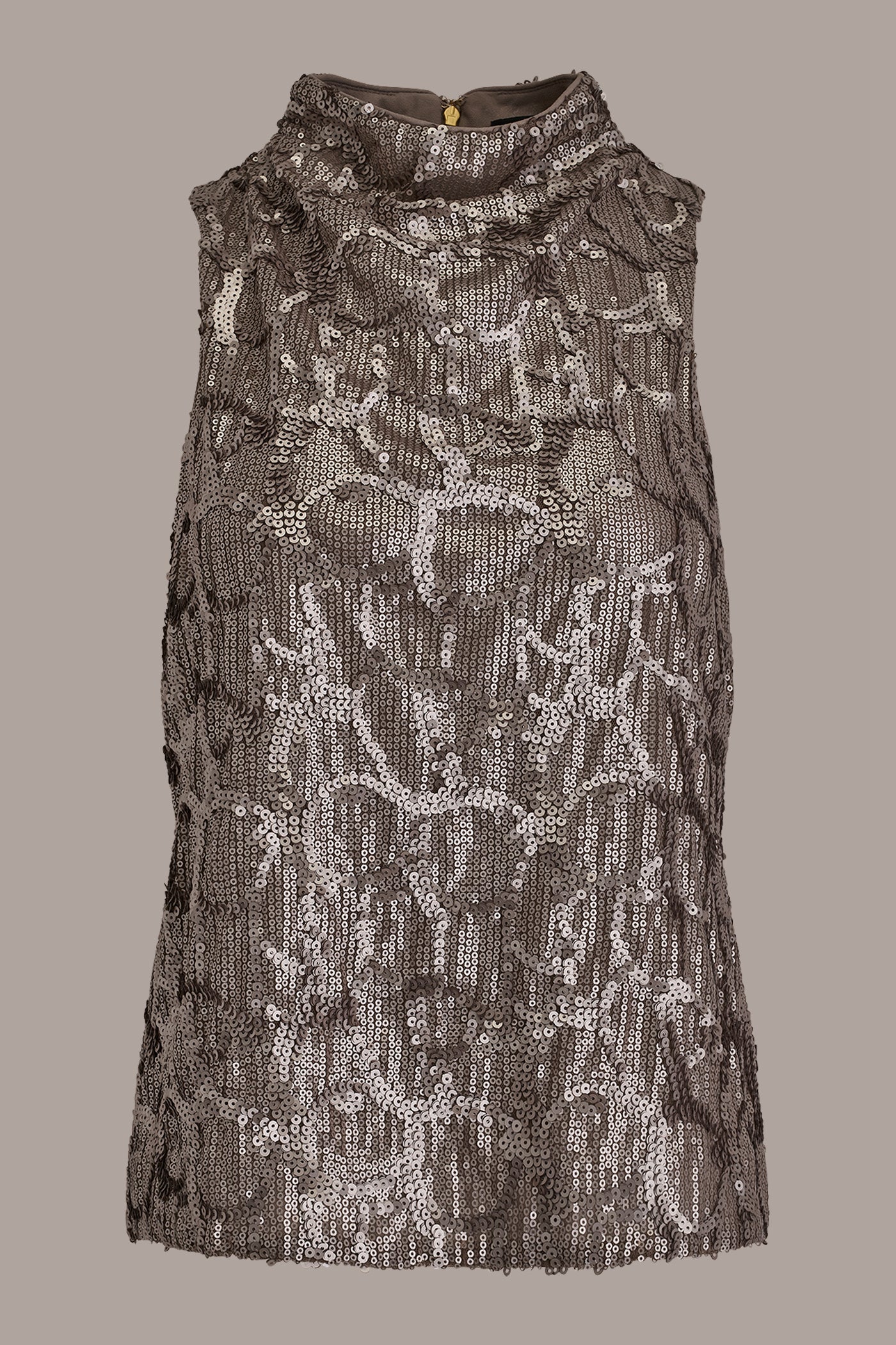 Donna Karan | SLEEVELESS HIGH COWL-NECK SEQUIN TOP
