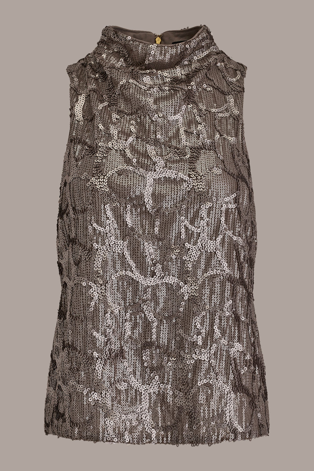 Donna Karan | SLEEVELESS HIGH COWL-NECK SEQUIN TOP