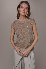 Donna Karan | LAYERED SEQUIN SWEATER