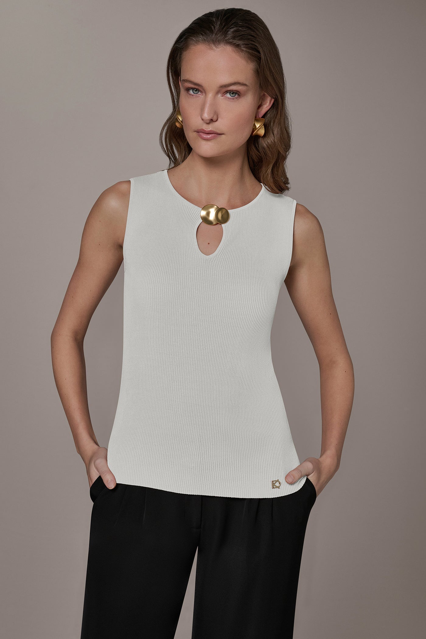 Donna Karan | KEYHOLE RIBBED SWEATER TANK