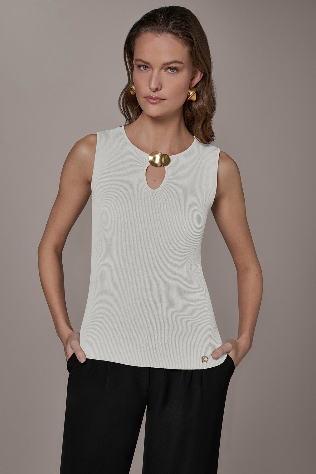 Donna Karan | KEYHOLE RIBBED SWEATER TANK