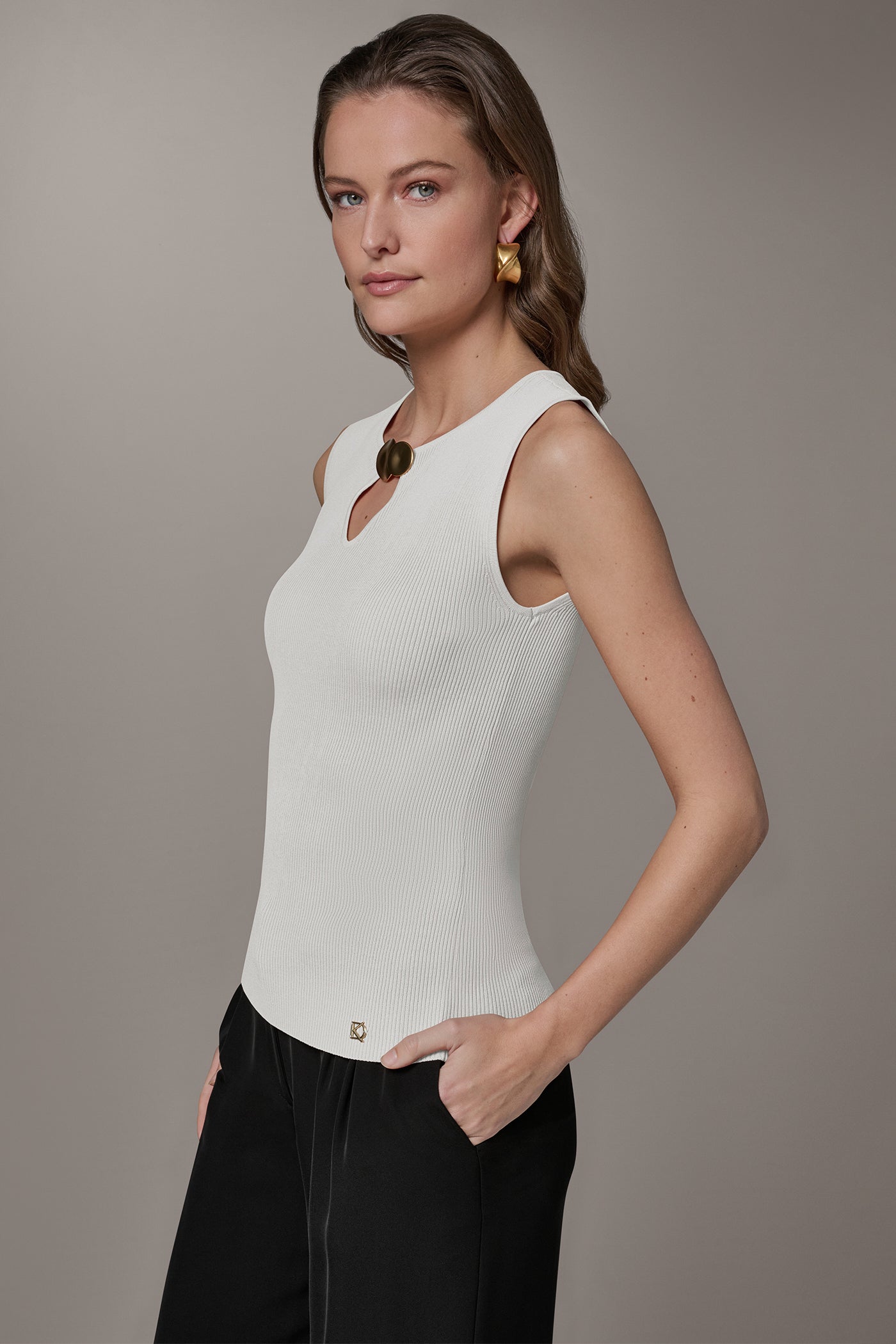 Donna Karan | KEYHOLE RIBBED SWEATER TANK