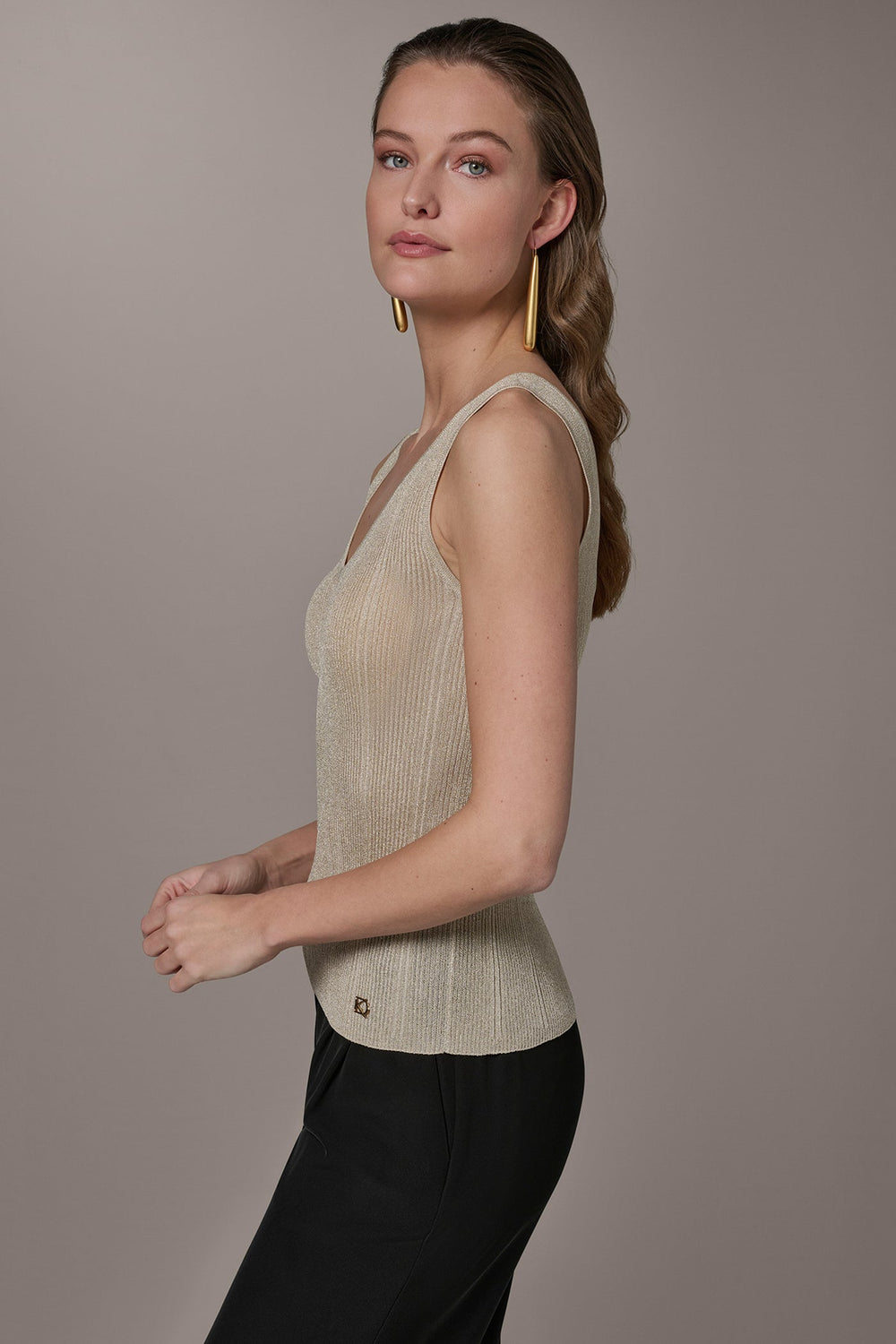 Donna Karan | METALLIC RIBBED SWEATER TANK