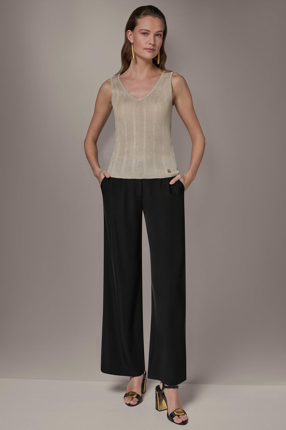 Donna Karan | METALLIC RIBBED SWEATER TANK