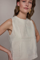 Donna Karan | JACQUARD CROPPED BLOUSE