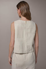 Donna Karan | JACQUARD CROPPED BLOUSE
