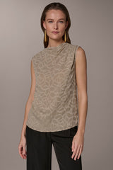 Donna Karan | JACQUARD HIGH MOCK NECK BLOUSE