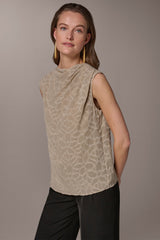 Donna Karan | JACQUARD HIGH MOCK NECK BLOUSE
