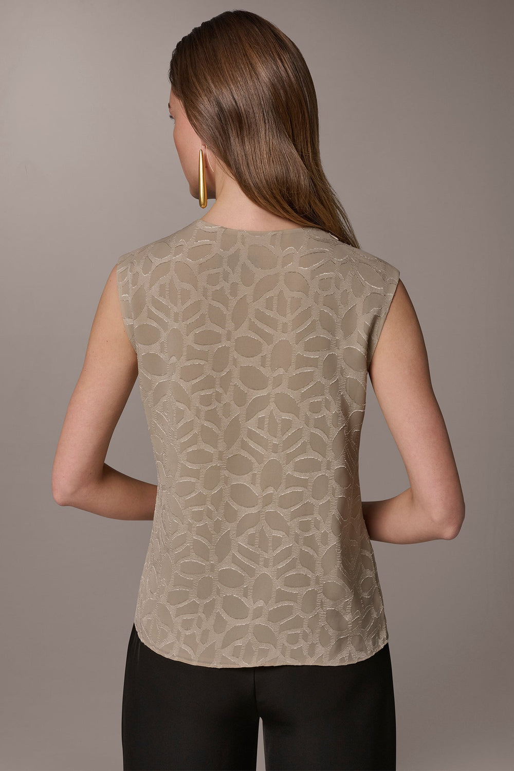 Donna Karan | JACQUARD HIGH MOCK NECK BLOUSE