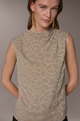 Donna Karan | JACQUARD HIGH MOCK NECK BLOUSE