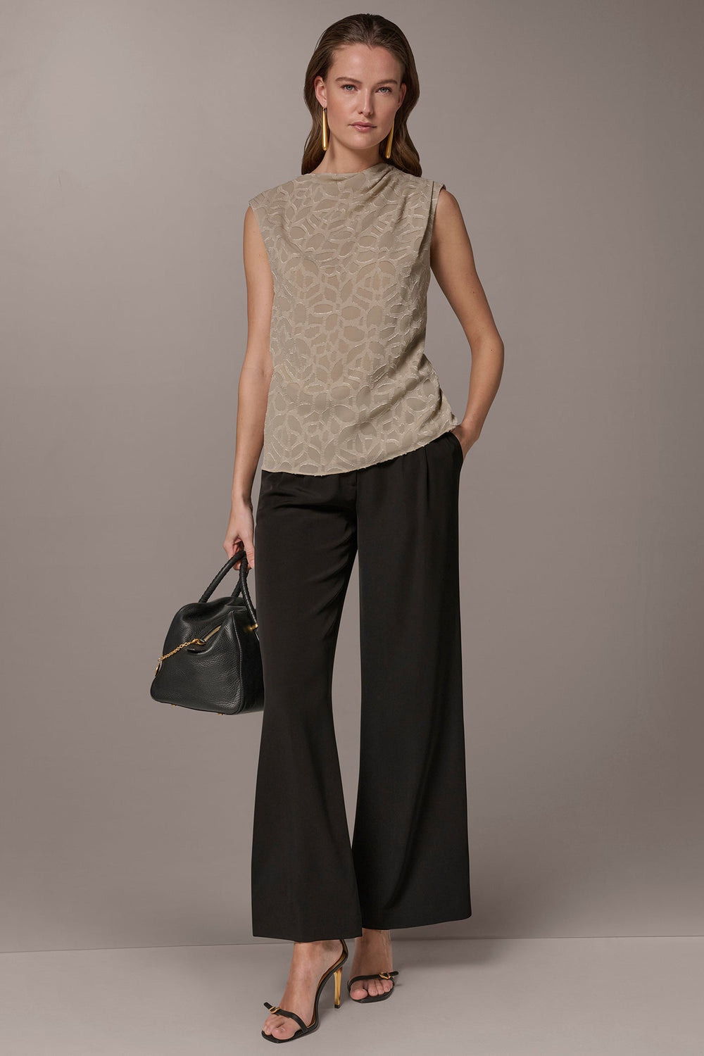 Donna Karan | JACQUARD HIGH MOCK NECK BLOUSE