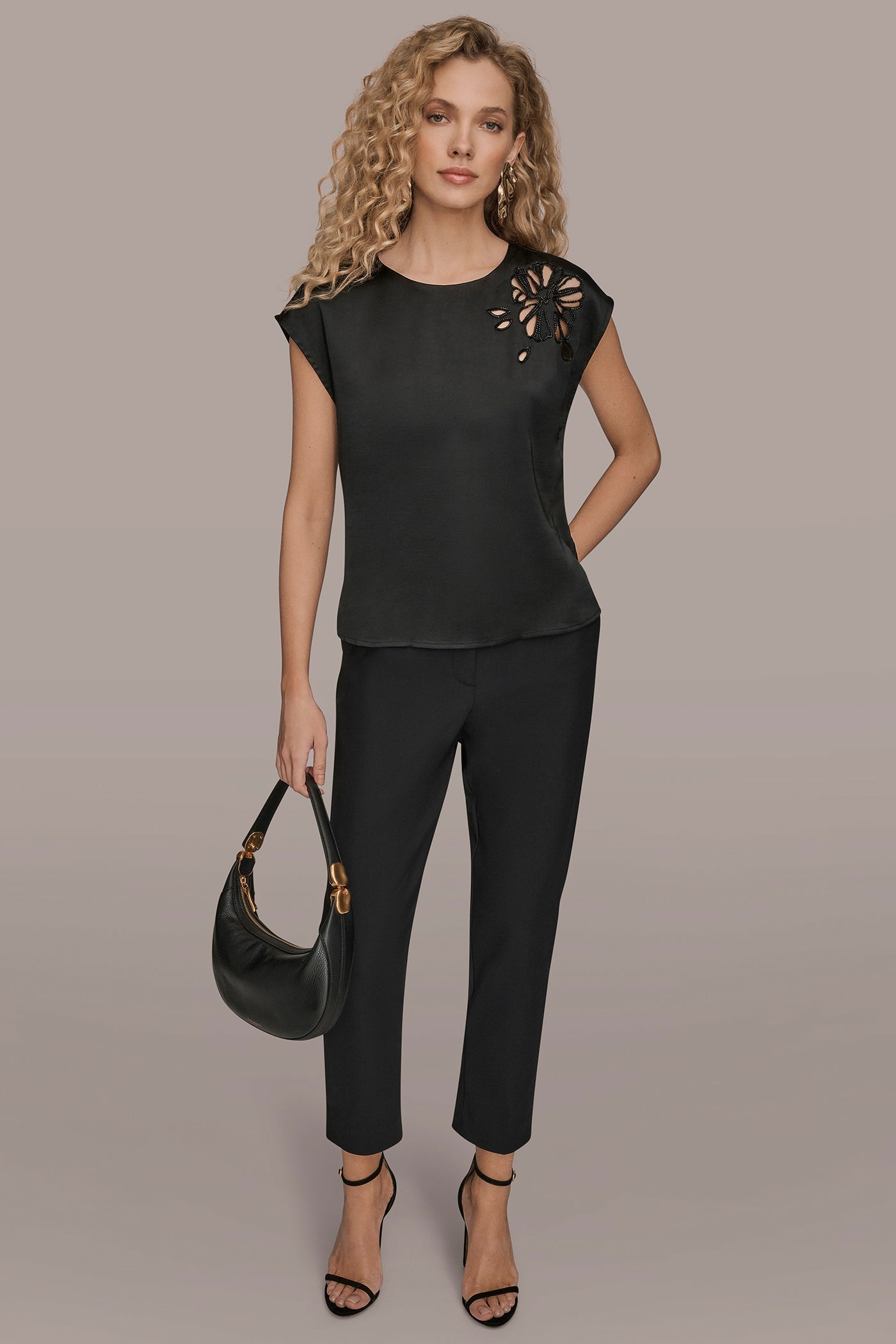 Donna Karan | FLORAL-EMBROIDERED BLOUSE